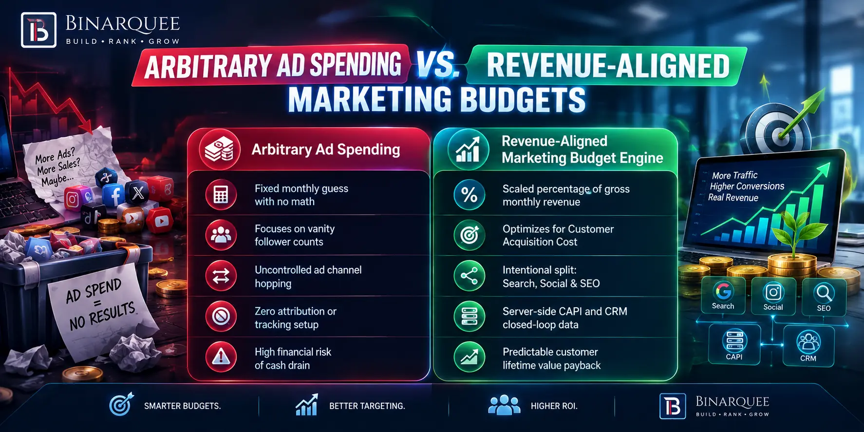 ARBITRARY AD SPENDING vs. REVENUE-ALIGNED MARKETING BUDGETS